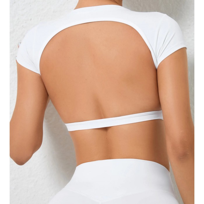 Спортивна футболка Crop T-shirt Open Back model 51 (Bianco) Спортивна футболка Crop T-shirt Open Back model 51 (Bianco)